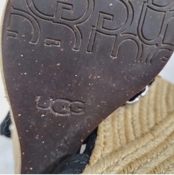 UGG Lauri Suede Espadrille Platform Wedge Sandals Strappy Size 10 - Picture 6 of 13